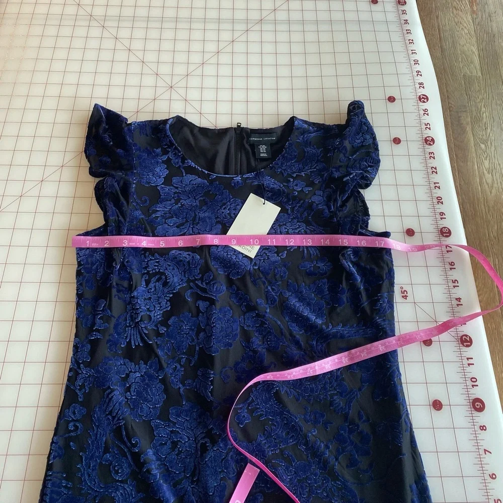 Adrienne Vittadini new w/ tags velvet navy blue & black floral dress size xs